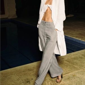 NWT Zara Gray Linen Pockets Pants